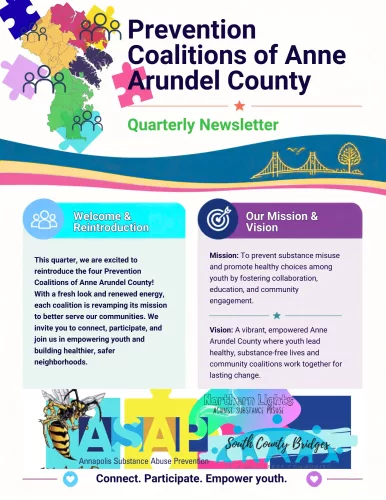 Prevention Coalitions of Anne Arundel County Quarterly Newsletter, September–December 2026, page 1 of 6