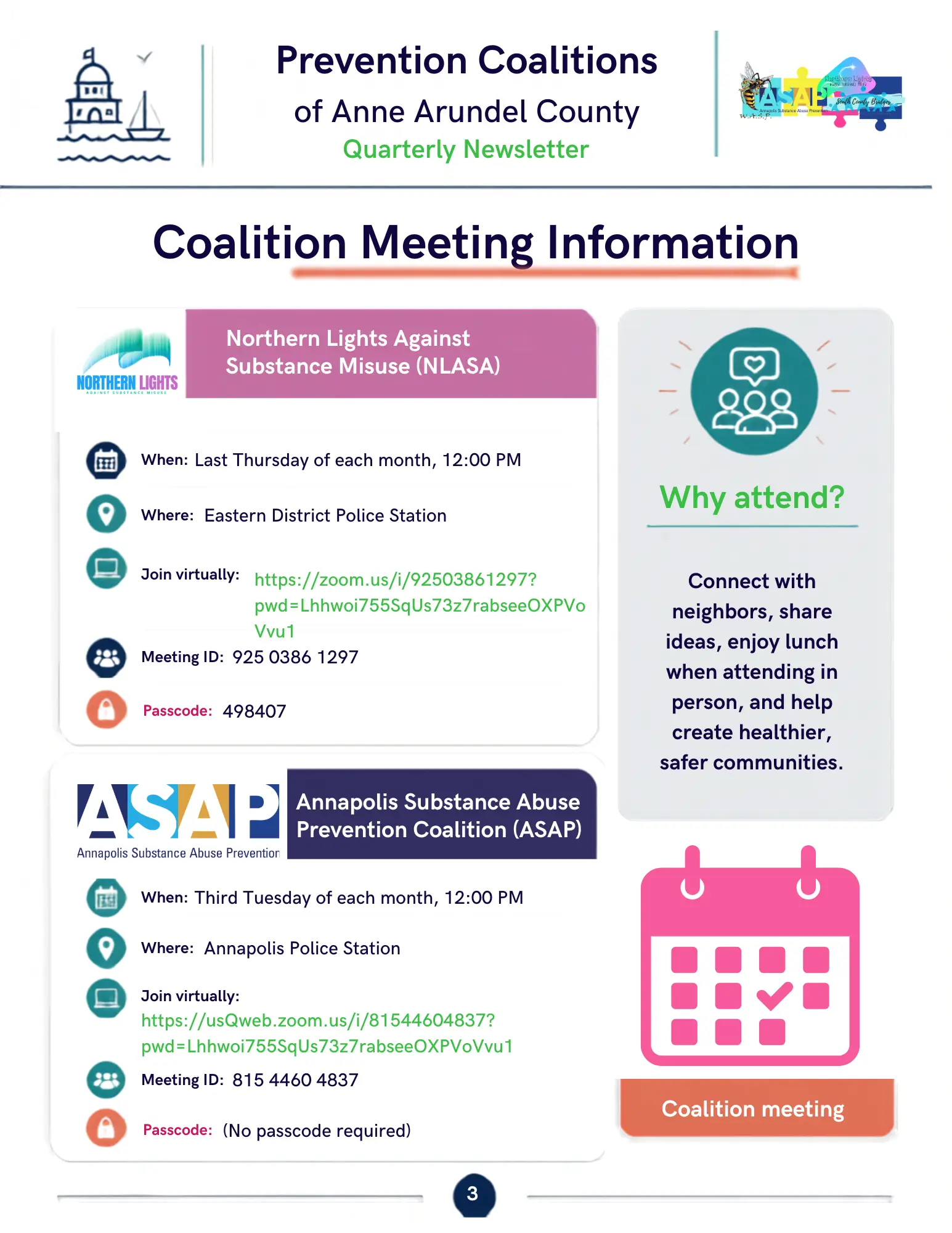 Prevention Coalitions of Anne Arundel County Quarterly Newsletter, September–December 2026, page 3 of 6