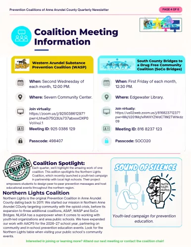 Prevention Coalitions of Anne Arundel County Quarterly Newsletter, September–December 2026, page 4 of 6