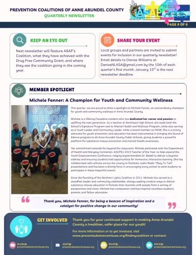 Prevention Coalitions of Anne Arundel County Quarterly Newsletter, September–December 2026, page 6 of 6